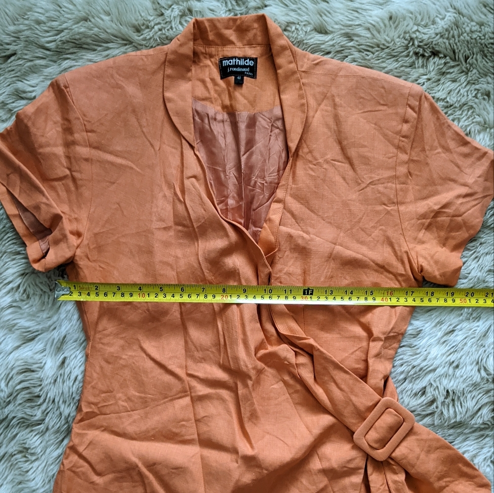 Vintage orange wrap dress - Picture 7 of 8